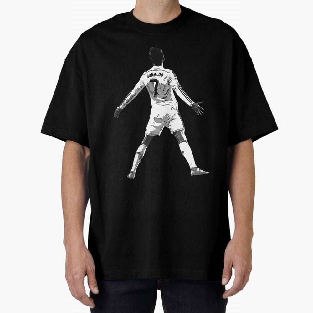 CR7 Cristiano Ronaldo Artwork - Pop Art Style Oversized T-Shirt Honor the Beautiful Game during FIFA World Cup 2026 Spirit, with Netherlands, Messi, Neymar and Mbappe, Sports Nostalgia, International Competition, Famous Players and Unforgettable