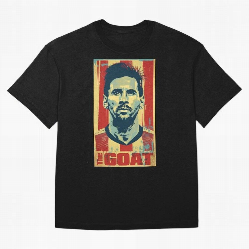 Messi The GOAT Graphic poster design Oversized T-Shirt Mark FIFA World Cup 2026 Inspired by Mbappe, Germany Energy, Sports Nostalgia, International Competition, Famous Players and Unforgettable Victories; Perfect for Supporters Who Want Bold