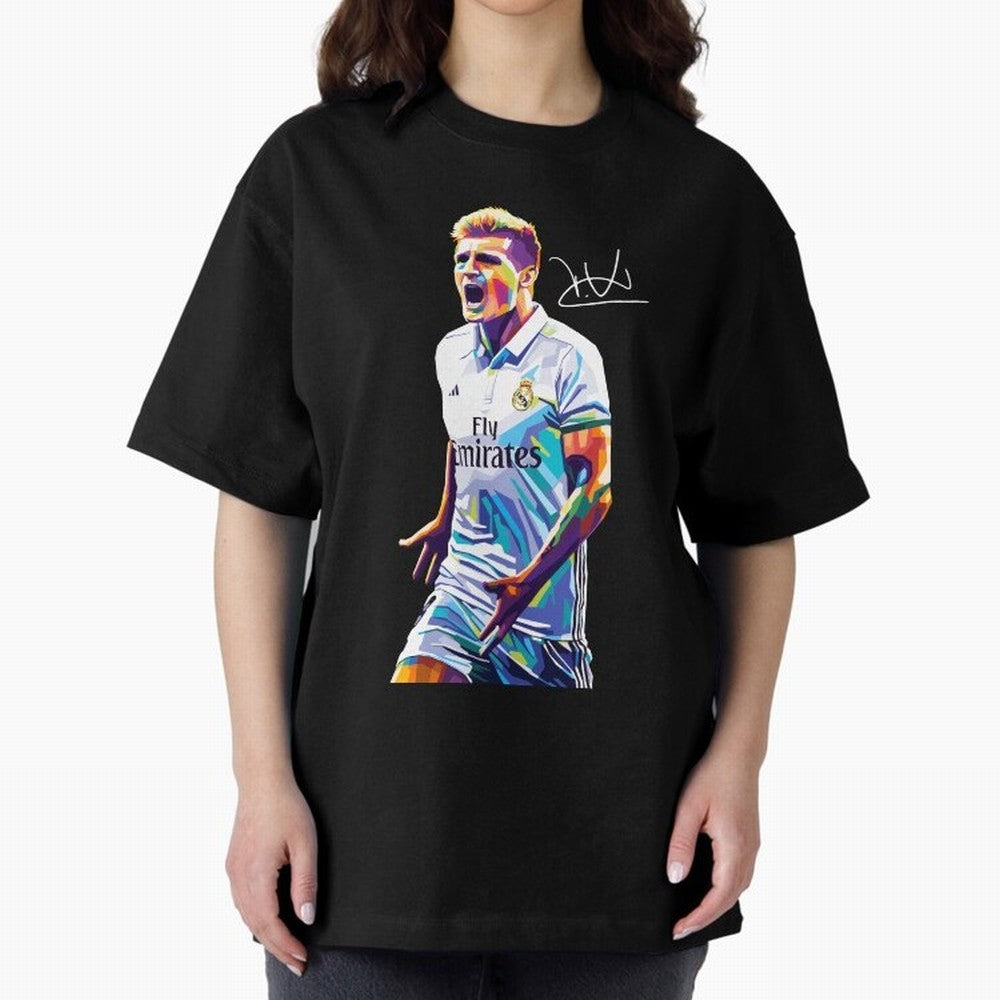 Kroos Footballer Wpap Art Oversized T-Shirt Back the Journey through FIFA World Cup 2026 for Fans of Messi, Neymar and Mbappe and Germany, Bringing Tournament Hype, Historic Matchups, Family Viewing Parties and Global Sports Pride; Perfect for