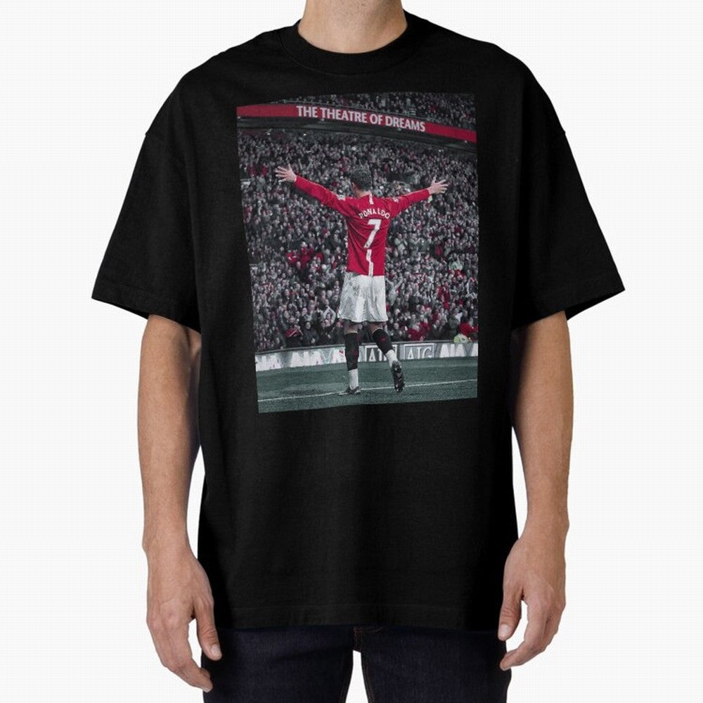 Cristiano Ronaldo Manchester United Oversized T-Shirt Spotlight FIFA World Cup 2026 for Fans of Neymar and Portugal, Spain and Germany, Bringing Retro Football Energy, Iconic Rivalries, Trophy Chase Drama and Stadium Atmosphere; Perfect for Fans,