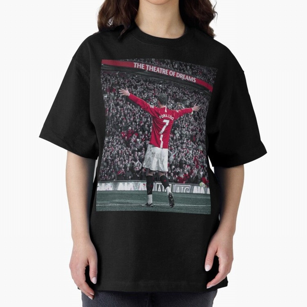 Cristiano Ronaldo Manchester United Oversized T-Shirt Spotlight FIFA World Cup 2026 for Fans of Neymar and Portugal, Spain and Germany, Bringing Retro Football Energy, Iconic Rivalries, Trophy Chase Drama and Stadium Atmosphere; Perfect for Fans,