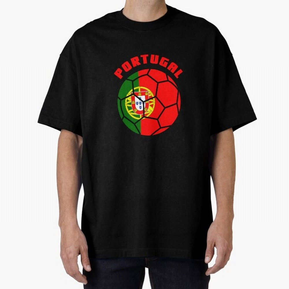 Portugal Football Soccer Ball Oversized T-Shirt Make Every Kick Count in the FIFA World Cup 2026 Group Stage Journey through Messi and Cristiano Ronaldo Highlights, Portugal, Spain and Germany Pride, Football Passion, Legendary Performances,
