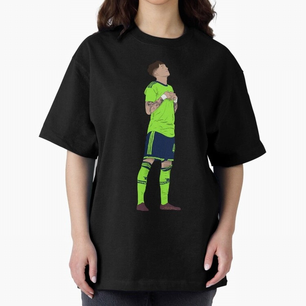 Alejandro Garnacho Ronaldo Peace Goal Celebration Oversized T-Shirt Step into Match Day Hype around FIFA World Cup 2026, Cristiano Ronaldo, France and Portugal, Tournament Hype, Historic Matchups, Family Viewing Parties and Global Sports Pride;