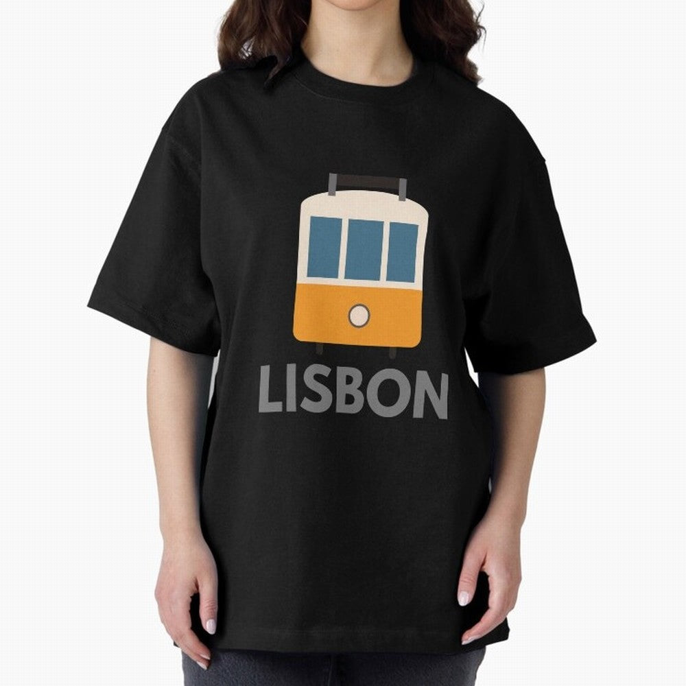 Lisboa Tram (Lisbon city, Portugal) Oversized T-Shirt Follow Every Goal of Match Day Hype around FIFA World Cup 2026 Group Stage, Mbappe, Spain, Football Festival Excitement, Trophy Ambitions, Country Rivalries and Star Player Buzz; Made for Die