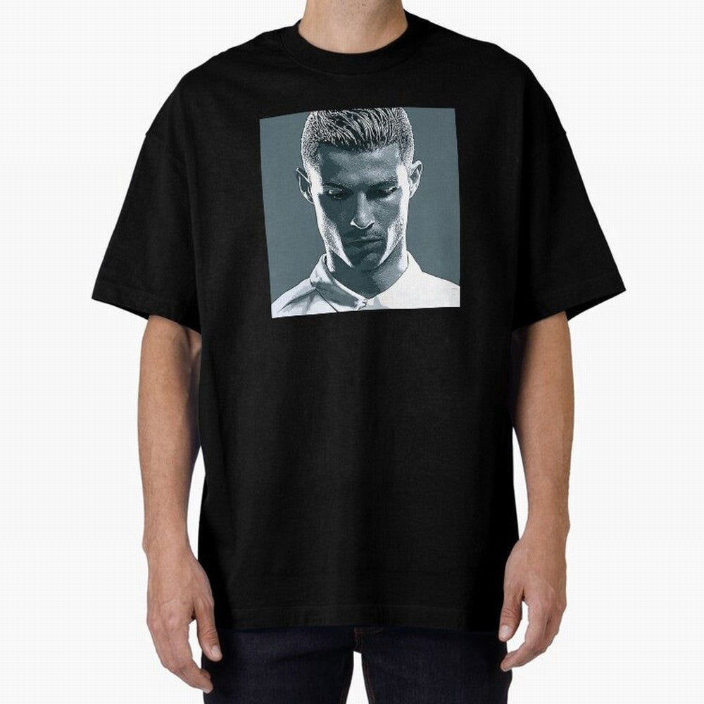 Ronaldo Portrait Oversized T-Shirt Represent Football Lovers during FIFA World Cup 2026 USA Canada Mexico for Fans of Mbappe and Neymar and England and Germany, Bringing Stadium Chants, National Pride, Trophy Dreams and Unforgettable Football