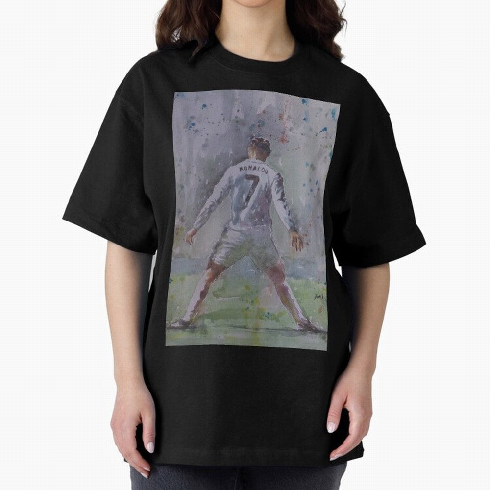 Cristiano Ronaldo - Portrait 2 Oversized T-Shirt Step into Match Day Hype around FIFA World Cup 2026 USA Canada Mexico, Messi, France, Champion Mindset, Group Stage Buzz, Knockout Tension and Passionate Fan Culture; Ideal for Passionate Fans Who