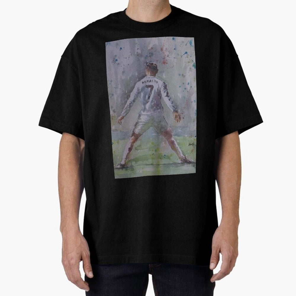 Cristiano Ronaldo - Portrait 2 Oversized T-Shirt Step into Match Day Hype around FIFA World Cup 2026 USA Canada Mexico, Messi, France, Champion Mindset, Group Stage Buzz, Knockout Tension and Passionate Fan Culture; Ideal for Passionate Fans Who
