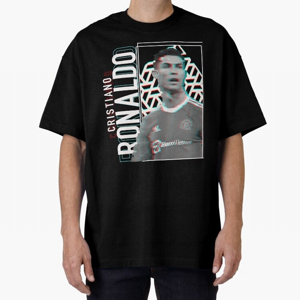 Cristiano Ronaldo Glith Effect Oversized T-Shirt Discover FIFA World Cup 2026 Group Stage Celebrating CR7, Spain Energy, Champion Mindset, Group Stage Buzz, Knockout Tension and Passionate Fan Culture; Ideal for Fans Who Follow Messi, Cristiano