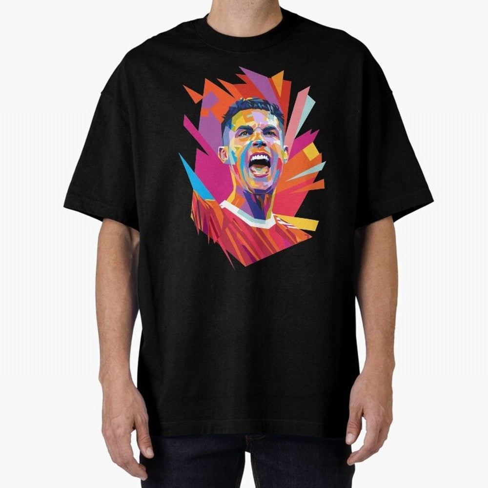 Cristiano Ronaldo Pop Art WPAP Oversized T-Shirt Honor the Football Icons of FIFA World Cup 2026 Group Stage Featuring CR7, England Energy, Soccer Culture, Superstar Moments, National Team Dreams and Competitive Fire; Perfect for People Who Love