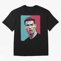 Cristiano Ronaldo 7 Pop Art Portrait Oversized T-Shirt Relive Legendary Nights from the FIFA World Cup 2026 Group Stage Journey through Messi, Neymar and Mbappe Highlights, France and Portugal Pride, Retro Football Energy, Iconic Rivalries, Trophy