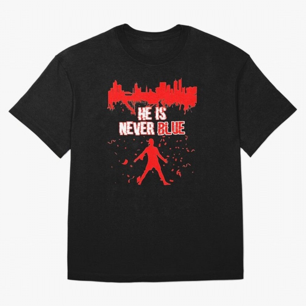 Cr7-Ronaldo-He Is Never Blue Manchester-Red Oversized T-Shirt Fuel the Hype around FIFA World Cup 2026 USA Canada Mexico for Fans of Messi and England, Bringing Champion Mindset, Group Stage Buzz, Knockout Tension and Passionate Fan Culture; Built