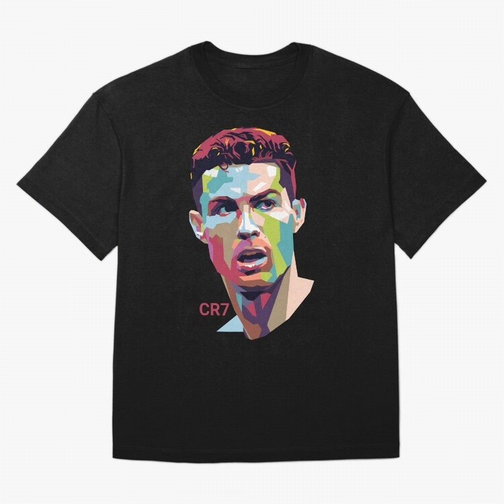Cristiano Ronaldo Pop Art Portrait Oversized T-Shirt Bring a Vintage Feel to the FIFA World Cup 2026 Group Stage Journey through Messi, CR7 and Mbappe Highlights, Argentina, France and Brazil Pride, Supporter Pride, Iconic Celebrations, Legendary