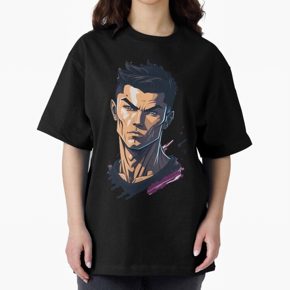 Cristiano Ronaldo Anime Style Oversized T-Shirt Make Memories around Global Football Passion for FIFA World Cup 2026 Group Stage, Filled with Messi, Neymar and Mbappe, Brazil, Worldwide Fan Energy, Dramatic Goals, Stadium Lights and Championship