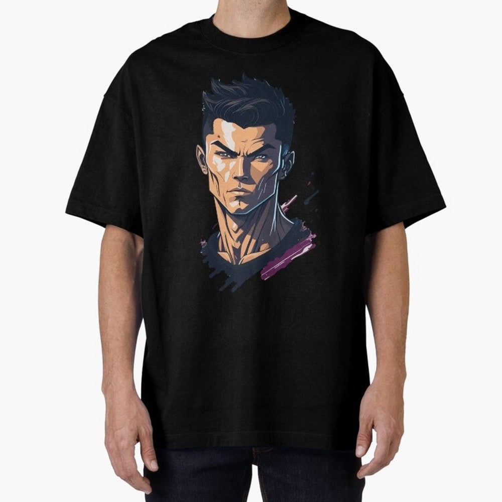 Cristiano Ronaldo Anime Style Oversized T-Shirt Make Memories around Global Football Passion for FIFA World Cup 2026 Group Stage, Filled with Messi, Neymar and Mbappe, Brazil, Worldwide Fan Energy, Dramatic Goals, Stadium Lights and Championship