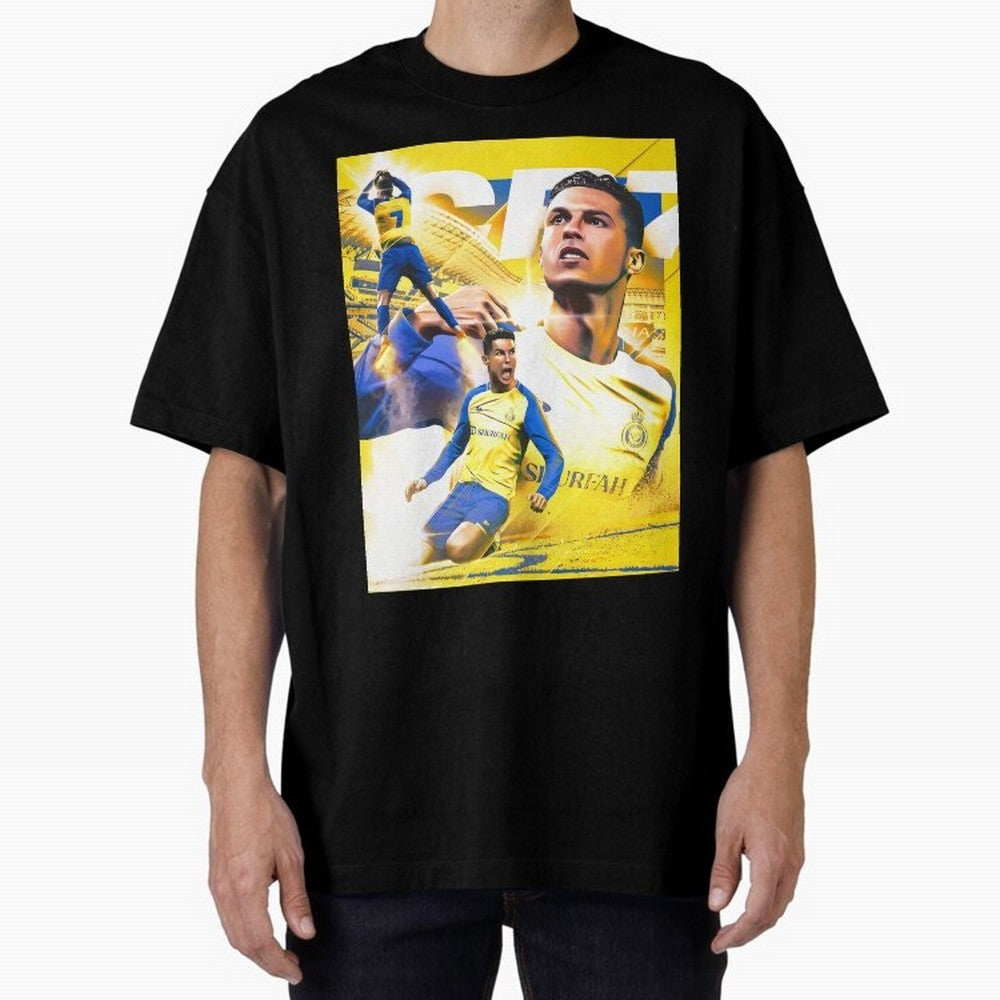 Cr7 Al Nassr Oversized T-Shirt Join the Global Buzz around Match Day Hype around FIFA World Cup 2026, Messi and Cristiano Ronaldo, England, France and Netherlands, Retro Football Energy, Iconic Rivalries, Trophy Chase Drama and Stadium Atmosphere;