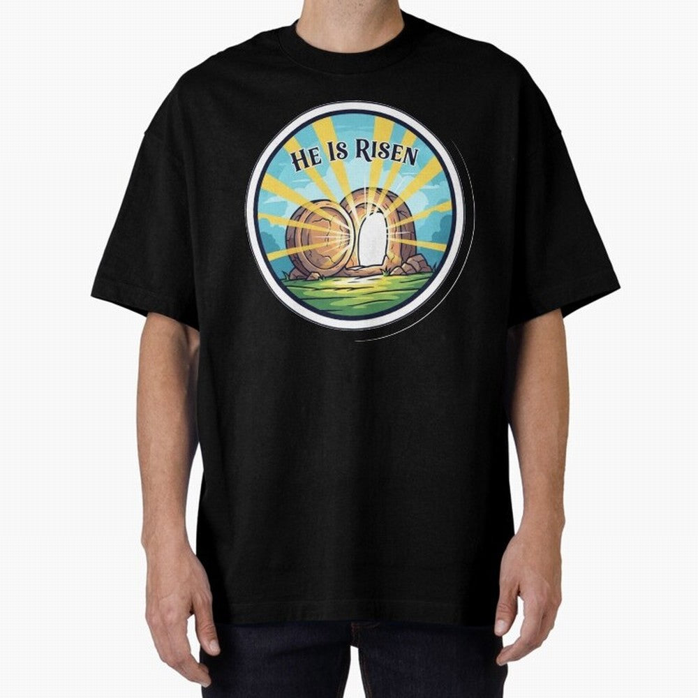 He Is Risen Indeed Easter Faith Sticker Oversized T-Shirt Bring Match Day Hype around FIFA World Cup 2026, CR7 and Messi, Germany, Tournament Hype, Historic Matchups, Family Viewing Parties and Global Sports Pride; Made for Die Hard Supporters,