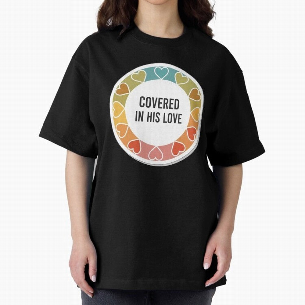Covered in His Love Christian Encouragement Sticker Oversized T-Shirt Feel Match Day Hype around FIFA World Cup 2026 USA Canada Mexico, CR7 and Messi, Portugal, Spain and Germany, Champion Mindset, Group Stage Buzz, Knockout Tension and Passionate