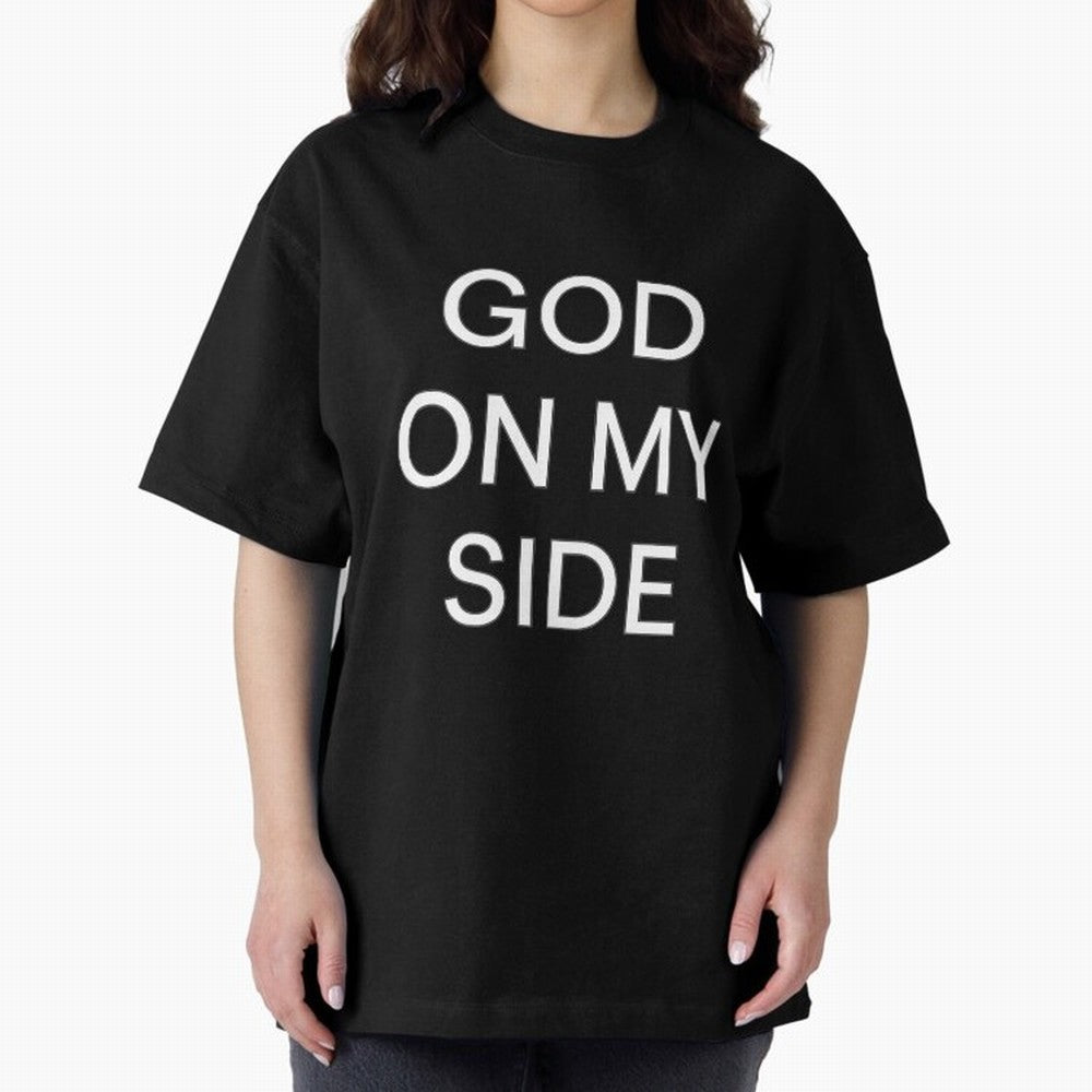 God On My Side - Minimalist Christian Outline Typography Oversized T-Shirt Celebrate Supporters United by FIFA World Cup 2026 USA Canada Mexico Highlighting Mbappe and Neymar, Argentina Energy, Game Day Rituals, Football Legends, Country Pride and