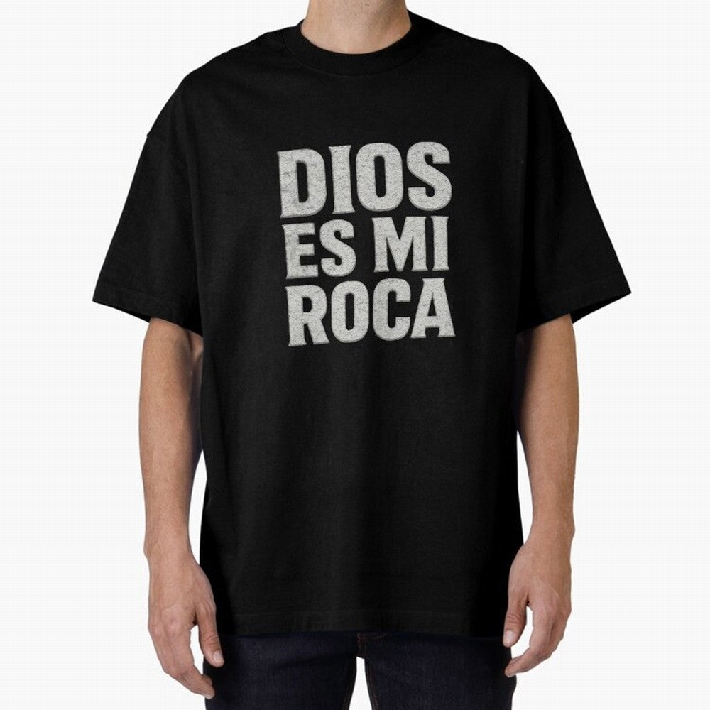 DIOS ES MI ROCA - White Stone Typography - Christian Oversized T-Shirt Honor Champions and Dreams in FIFA World Cup 2026 USA Canada Mexico Spirit, Highlighting Argentina, France and Brazil, Messi, Neymar and Mbappe, Stadium Chants, National Pride,