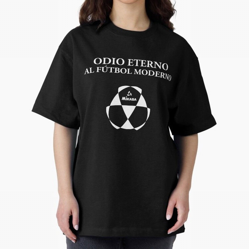 Odio Eterno al F¨²tbol Moderno [White Design] Oversized T-Shirt Spotlight Global Football Passion for FIFA World Cup 2026 USA Canada Mexico, Connected to CR7 and Messi, Portugal, Supporter Pride, Iconic Celebrations, Legendary Names and Global