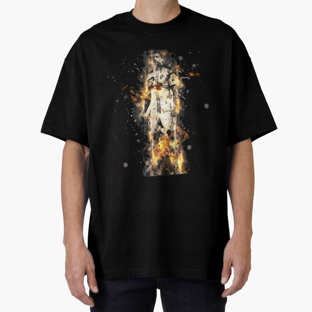Ronaldo On Fire T Shirt Cristiano Cr7 Soccer S Jersey Men Madrid 7 Portugal Football Real White Kids Tee Mens Black Oversized T-Shirt Keep the Match Day Mood of Match Day Hype around FIFA World Cup 2026, Neymar, Haaland and Cristiano Ronaldo,