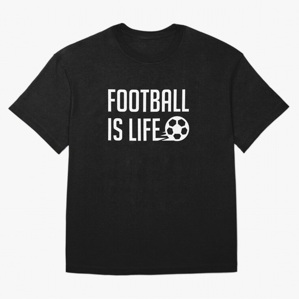 Football Is Life (Red BG) Oversized T-Shirt Live for the Drama of the FIFA World Cup 2026 Journey through Mbappe Highlights, England and Germany Pride, Match Day Excitement, Supporter Culture, Golden Goals and Global Football Passion; Made for