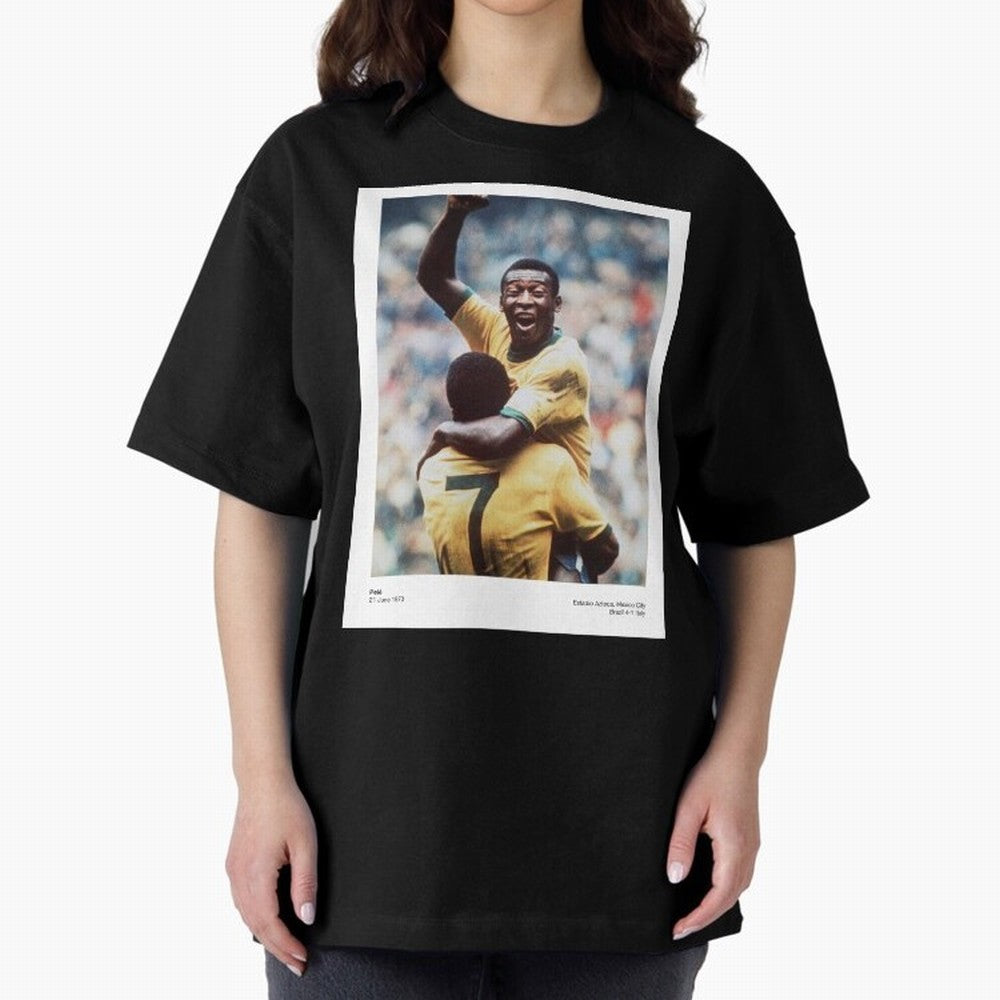 Pel¨¦'s Triumph: 1970 World Cup Legend Print Oversized T-Shirt Show Passion for the Stars of Match Day Hype around FIFA World Cup 2026 USA Canada Mexico, Messi, CR7 and Mbappe, England, France and Netherlands, Retro Football Energy, Iconic