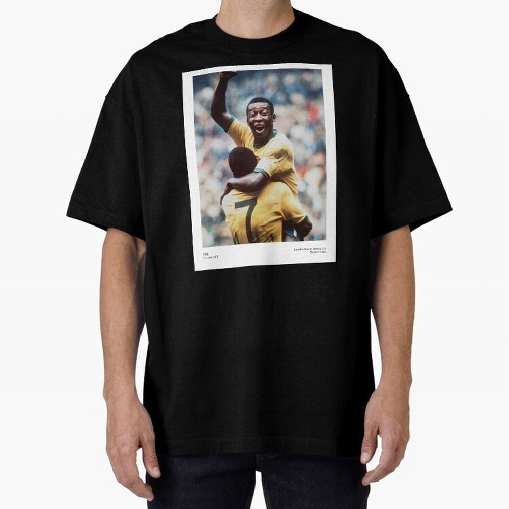 Pel¨¦'s Triumph: 1970 World Cup Legend Print Oversized T-Shirt Show Passion for the Stars of Match Day Hype around FIFA World Cup 2026 USA Canada Mexico, Messi, CR7 and Mbappe, England, France and Netherlands, Retro Football Energy, Iconic
