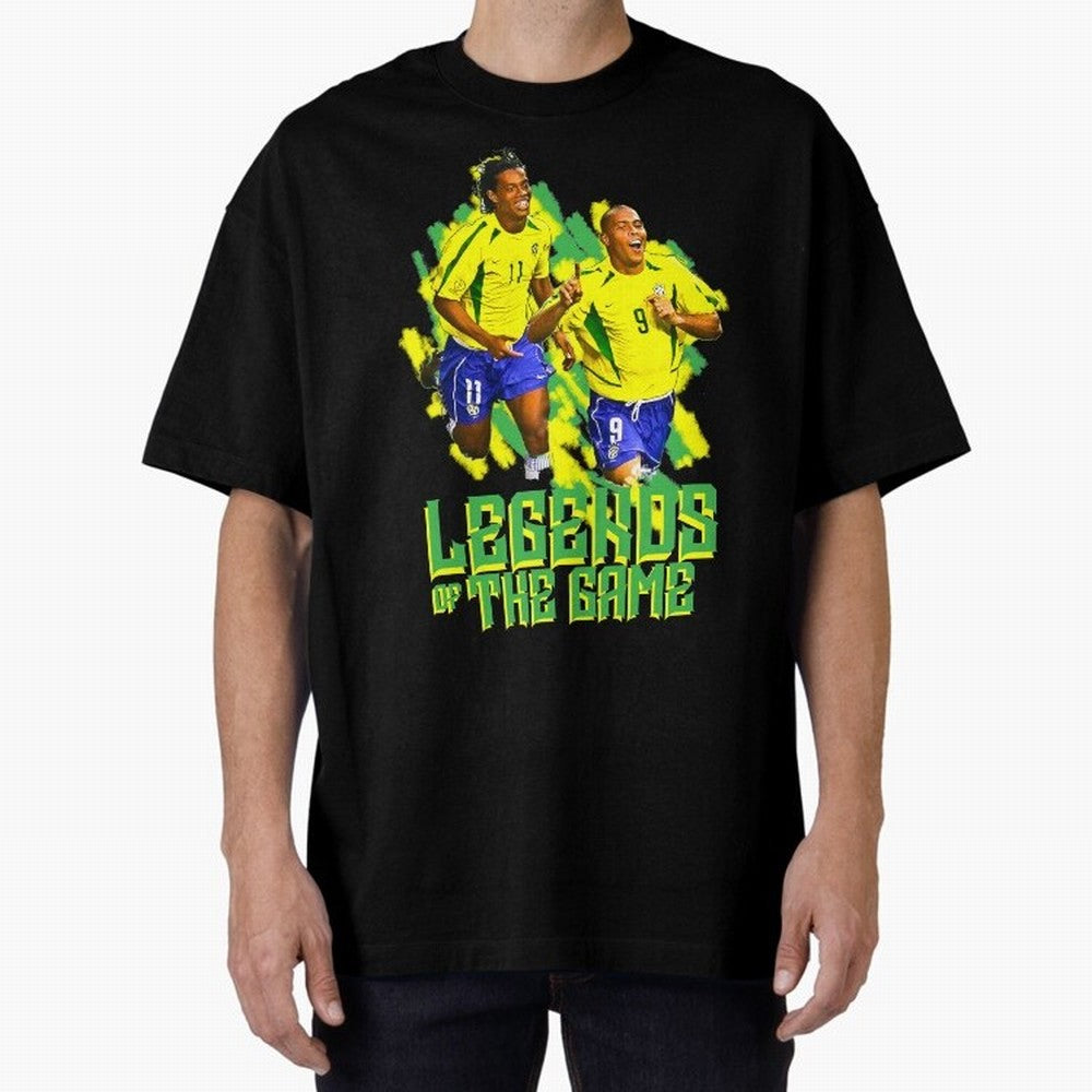 Ronaldinho and ronaldo brazil football print art Oversized T-Shirt Feel International Energy from the FIFA World Cup 2026 Group Stage Journey through Cristiano Ronaldo, Haaland and CR7 Highlights, Spain and Netherlands Pride, Game Day Rituals,