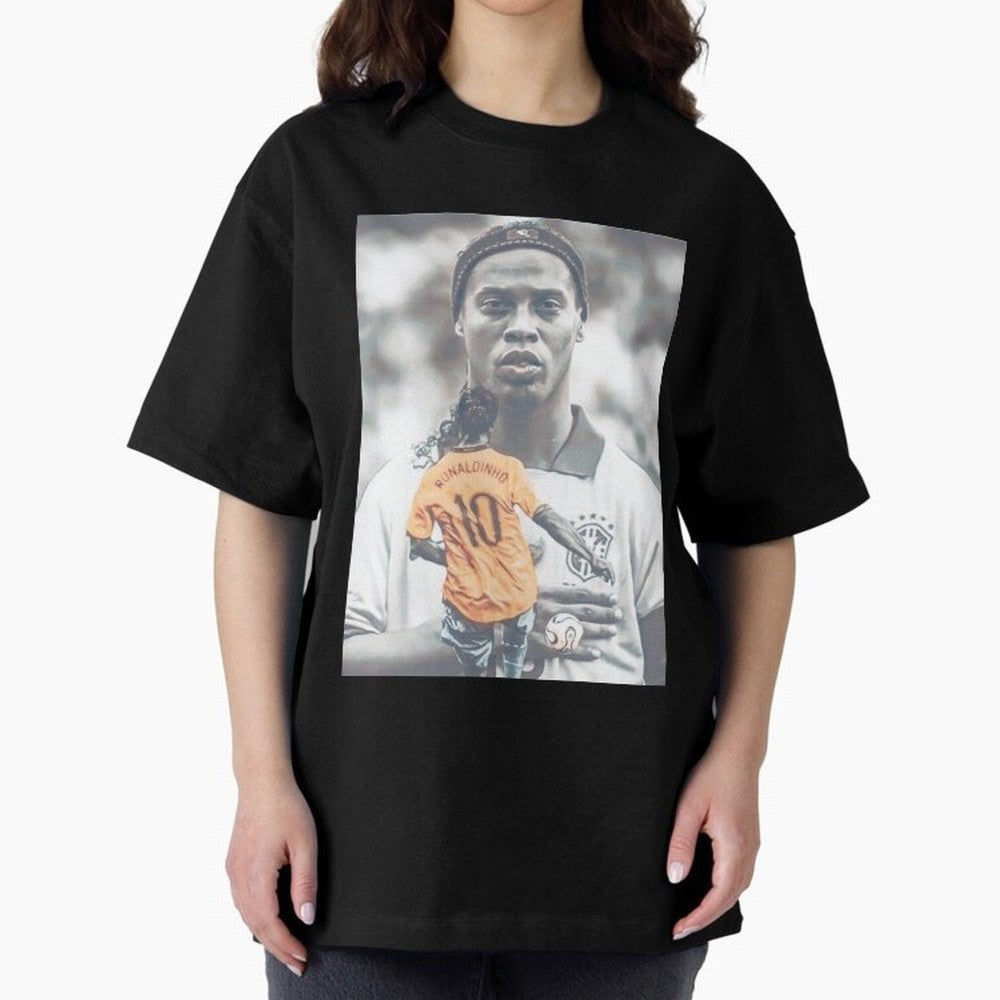 Wallpaper Ronaldinho Illustration Oversized T-Shirt Build Global Football Passion for FIFA World Cup 2026 USA Canada Mexico, Inspired by Haaland and Mbappe, France and Portugal, Football Festival Excitement, Trophy Ambitions, Country Rivalries and