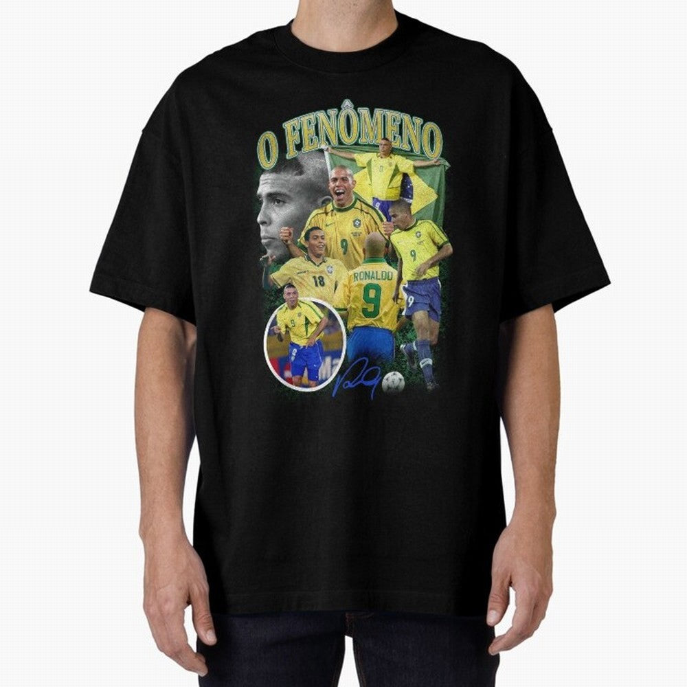 O Fenomeno Ronaldo Oversized T-Shirt Show Love for Legendary Goals in FIFA World Cup 2026 Spirit, Capturing England and Germany, CR7, Sports Nostalgia, International Competition, Famous Players and Unforgettable Victories; Perfect for Supporters