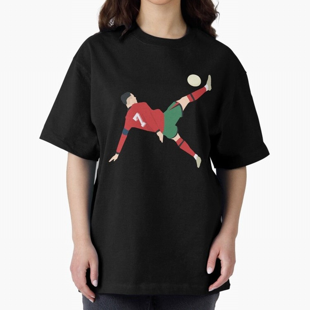 Cristiano Ronaldo CR7 Portugal Oversized T-Shirt Celebrate the Road through FIFA World Cup 2026 Group Stage Capturing Mbappe, Spain Energy, Retro Football Energy, Iconic Rivalries, Trophy Chase Drama and Stadium Atmosphere; Perfect for Fans,