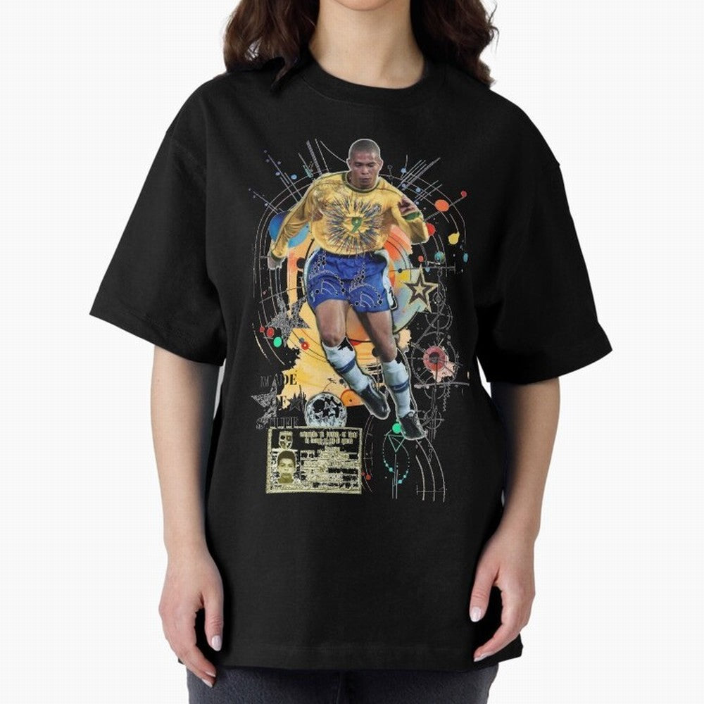 Ronaldo Nazario Football Playmaker Oversized T-Shirt Celebrate Global Passion for FIFA World Cup 2026 Built around CR7 and Messi, Spain Energy, Football Festival Excitement, Trophy Ambitions, Country Rivalries and Star Player Buzz; Ideal for