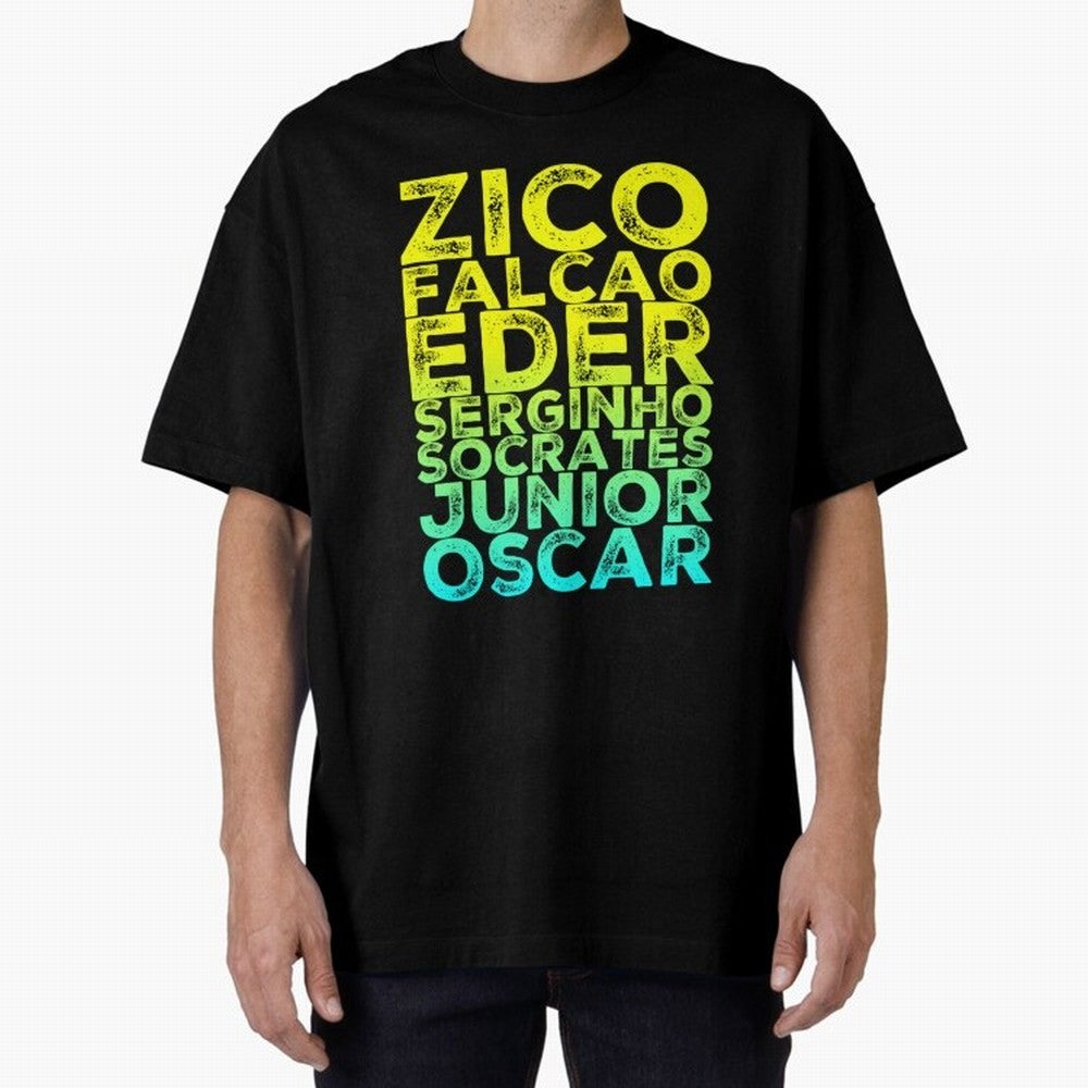 Brazil 1982 zico socrates eder best team never to win world cup79 Oversized T-Shirt Create FIFA World Cup 2026 Group Stage for Fans of Messi, Neymar and Mbappe and Argentina and Brazil, Bringing Football History, Final Match Energy, Crowd Noise and