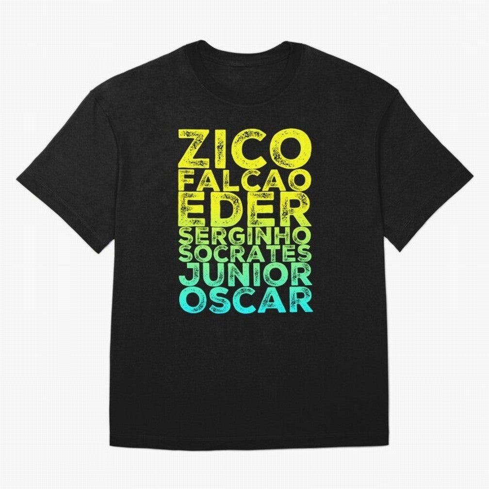 Brazil 1982 zico socrates eder best team never to win world cup79 Oversized T-Shirt Create FIFA World Cup 2026 Group Stage for Fans of Messi, Neymar and Mbappe and Argentina and Brazil, Bringing Football History, Final Match Energy, Crowd Noise and