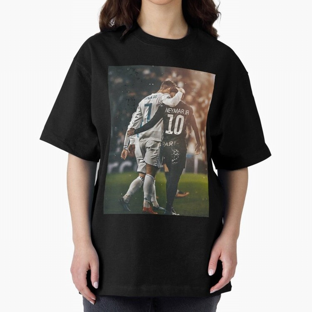 Neymar and Ronaldo Poster	 Oversized T-Shirt Celebrate Football Dreams Across Global Football Passion for FIFA World Cup 2026 Group Stage, Centered on Haaland, Portugal, Global Supporter Spirit, Legendary Goals, National Colors and Tournament