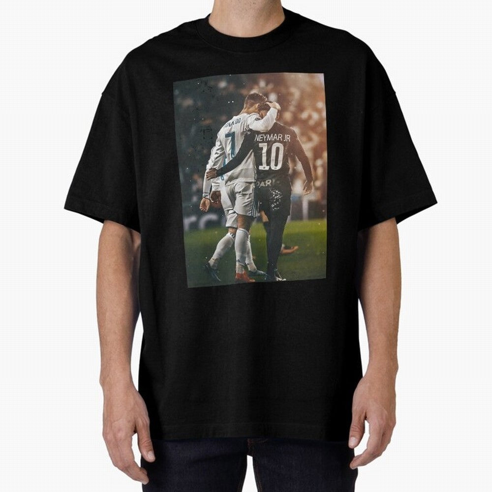 Neymar and Ronaldo Poster	 Oversized T-Shirt Celebrate Football Dreams Across Global Football Passion for FIFA World Cup 2026 Group Stage, Centered on Haaland, Portugal, Global Supporter Spirit, Legendary Goals, National Colors and Tournament