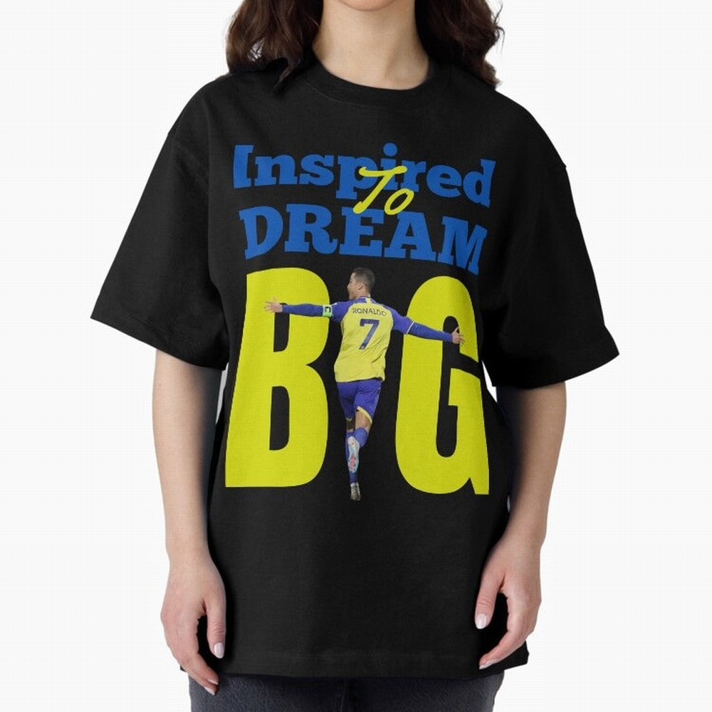 Inspired To Dream Big Oversized T-Shirt Get Ready for Global Football Passion for FIFA World Cup 2026 USA Canada Mexico, Driven by Messi, Neymar and Mbappe, England, France and Netherlands, Match Day Excitement, Supporter Culture, Golden Goals and