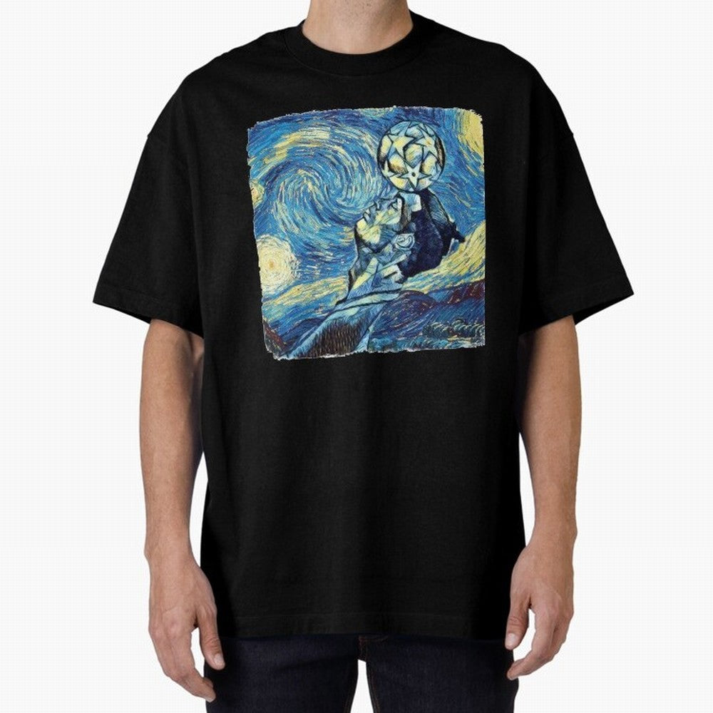 Ronaldo Ronaldo Van Gogh Style Oversized T-Shirt Join Supporters Worldwide for FIFA World Cup 2026 USA Canada Mexico for Fans of CR7 and Messi and England, Bringing Goal Celebration Energy, Supporter Heritage, Football Icons and Worldwide