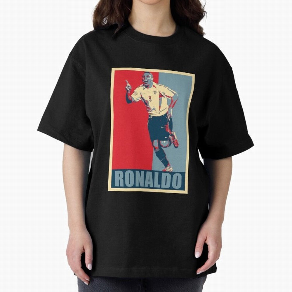 Ronaldo De Lima Celebration Oversized T-Shirt Bring a Vintage Feel to the FIFA World Cup 2026 Journey through Mbappe Highlights, France and Portugal Pride, Global Supporter Spirit, Legendary Goals, National Colors and Tournament Celebration; Ideal