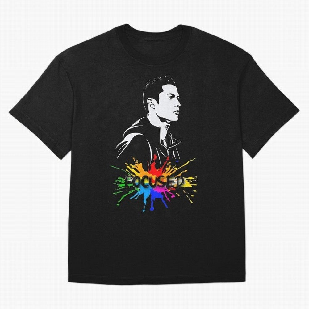 Christiano Ronaldo Focused Oversized T-Shirt Back Your Heroes with FIFA World Cup 2026 Spirit, Capturing France, Haaland, Match Day Excitement, Supporter Culture, Golden Goals and Global Football Passion; Great for Watch Parties, Sports Bars,