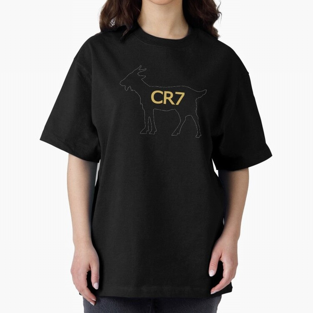 CR7 GOAT Alt Gold Oversized T-Shirt Honor the Football Icons of FIFA World Cup 2026 Spirit, Inspired by England and Germany, Neymar, Haaland and Cristiano Ronaldo, Retro Football Energy, Iconic Rivalries, Trophy Chase Drama and Stadium Atmosphere;