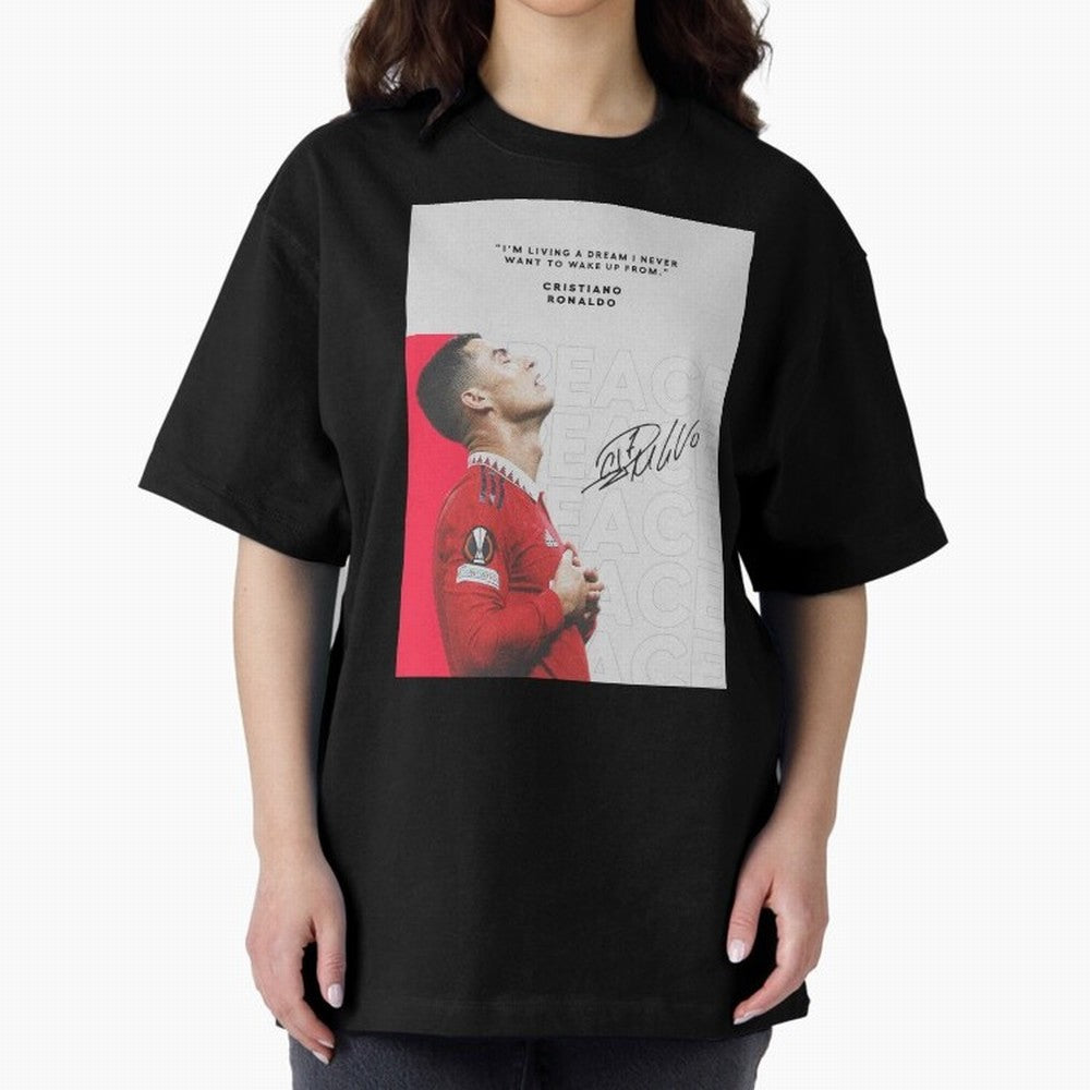 PEACE OF MIND Oversized T-Shirt Show Up for the Glory of FIFA World Cup 2026 USA Canada Mexico Spirit, with Brazil, Portugal and Argentina, Haaland and Mbappe, Vintage Soccer Flavor, Modern Football Stars, National Flags and Final Night Emotion;