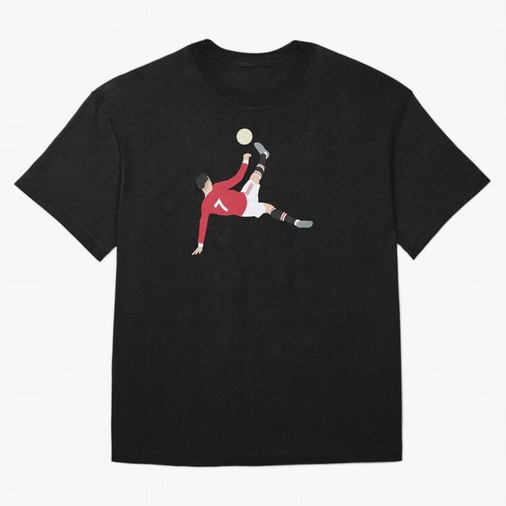 Cristiano Ronaldo Bicycle Kick MUFC Oversized T-Shirt Show Championship Spirit for Global Football Passion for FIFA World Cup 2026, Celebrating Haaland, Argentina, France and Brazil, Classic Soccer Heritage, Championship Pressure, Fan Loyalty and