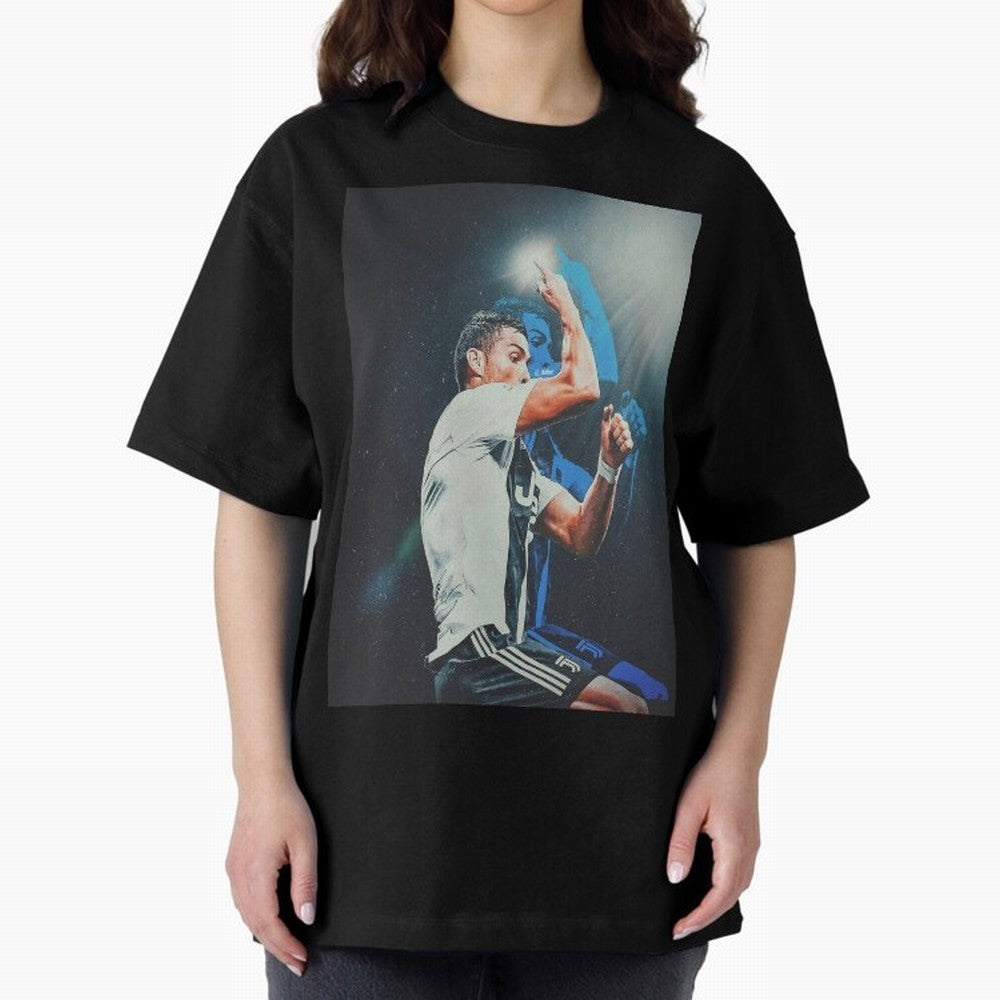 Siiimmmmm Oversized T-Shirt Cheer for FIFA World Cup 2026 Spirit, Highlighting Portugal, Messi, CR7 and Mbappe, Championship Spirit, Famous Goals, Roaring Crowds and International Football Unity; Ideal for Fans Who Follow Messi, Cristiano Ronaldo,