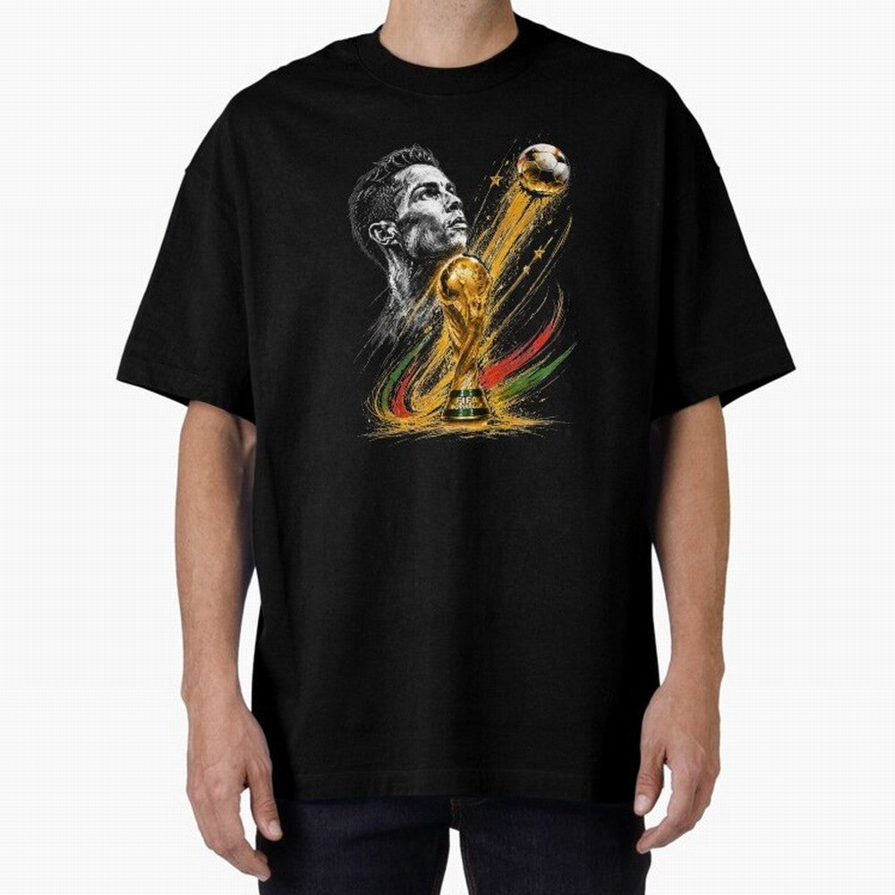 Ronaldo with World Cup Oversized T-Shirt Show Your Love for FIFA World Cup 2026 USA Canada Mexico with CR7 and Messi, England, France and Netherlands Energy, Soccer Culture, Superstar Moments, National Team Dreams and Competitive Fire; Built for