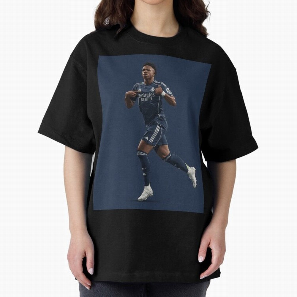 Vini Oversized T-Shirt Celebrate Golden Goal Energy in FIFA World Cup 2026 Group Stage Centered on Messi, CR7 and Mbappe, France and Portugal Energy, Retro Football Energy, Iconic Rivalries, Trophy Chase Drama and Stadium Atmosphere; Made for Die