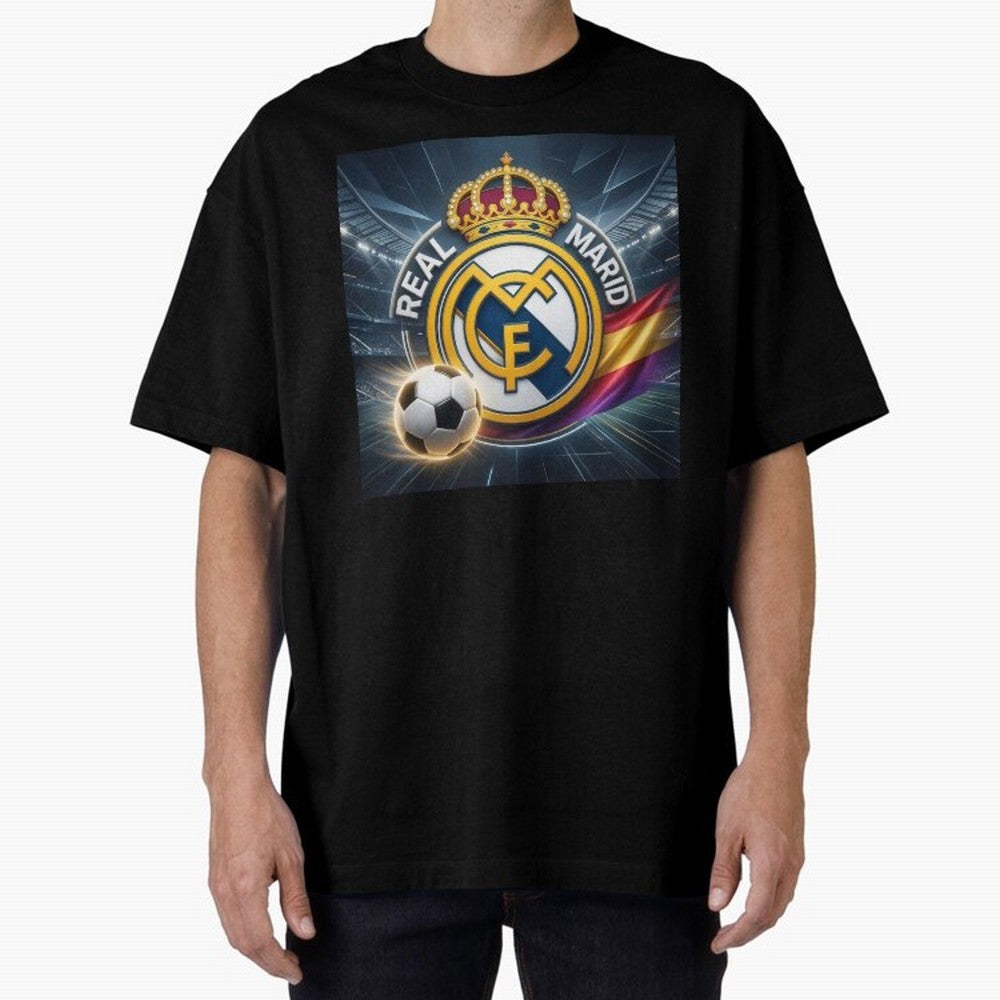 Real Madrid's ball Oversized T-Shirt Celebrate Fan Culture around Global Football Passion for FIFA World Cup 2026, Celebrating CR7, Germany, Classic Soccer Heritage, Championship Pressure, Fan Loyalty and International Pride; Made for Collectors