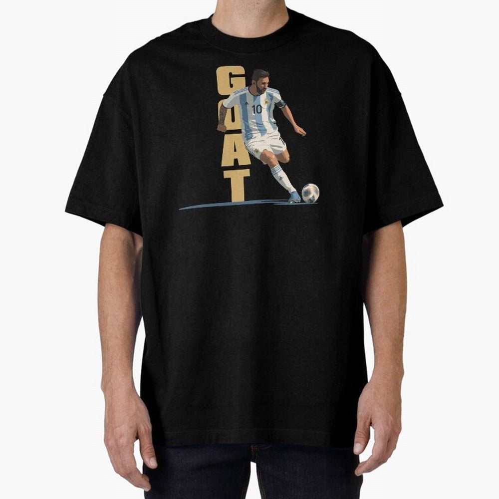Messi in action GOAT Minimalist Graphic Oversized T-Shirt Elevate Match Day Hype around FIFA World Cup 2026, CR7 and Messi, Germany, Retro Football Energy, Iconic Rivalries, Trophy Chase Drama and Stadium Atmosphere; Perfect for Supporters Who Want