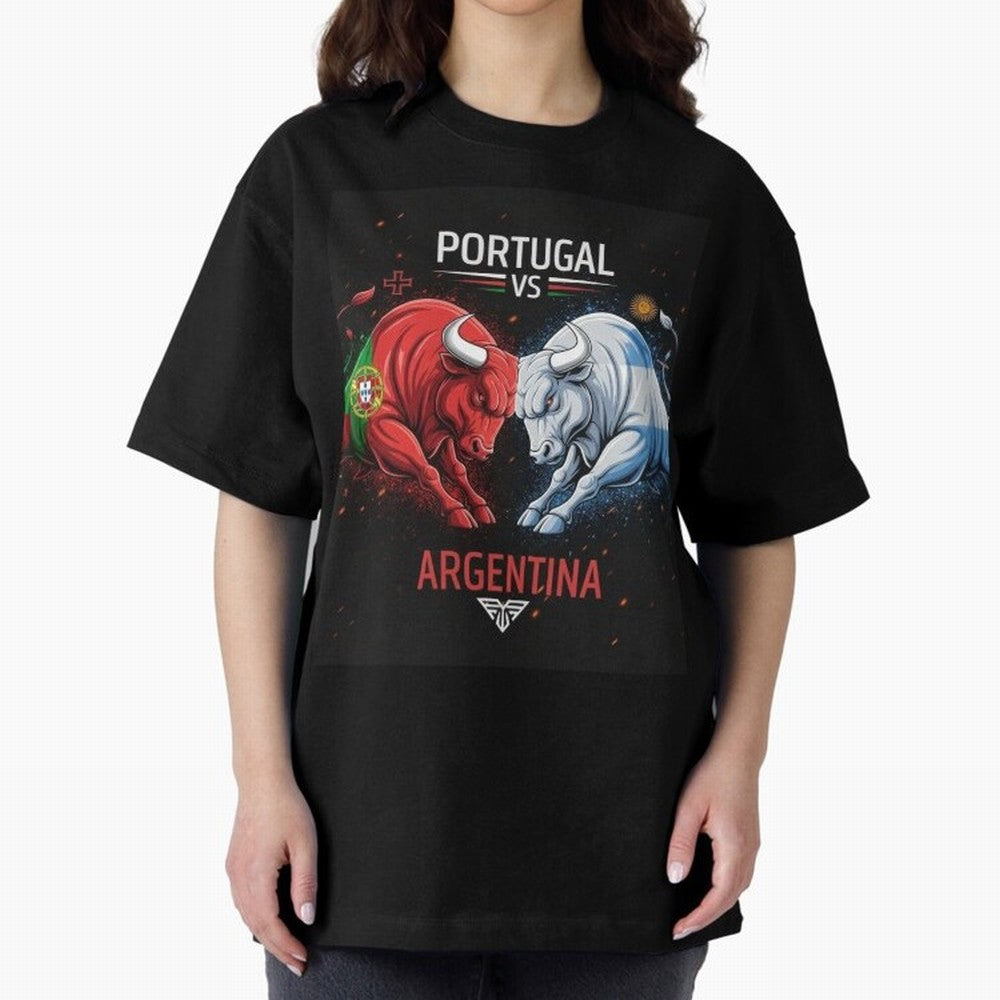 Messi vs Ronaldo Oversized T-Shirt Back Your Heroes with Match Day Hype around FIFA World Cup 2026 USA Canada Mexico, Mbappe, Portugal, Spain and Germany, Global Supporter Spirit, Legendary Goals, National Colors and Tournament Celebration; Great